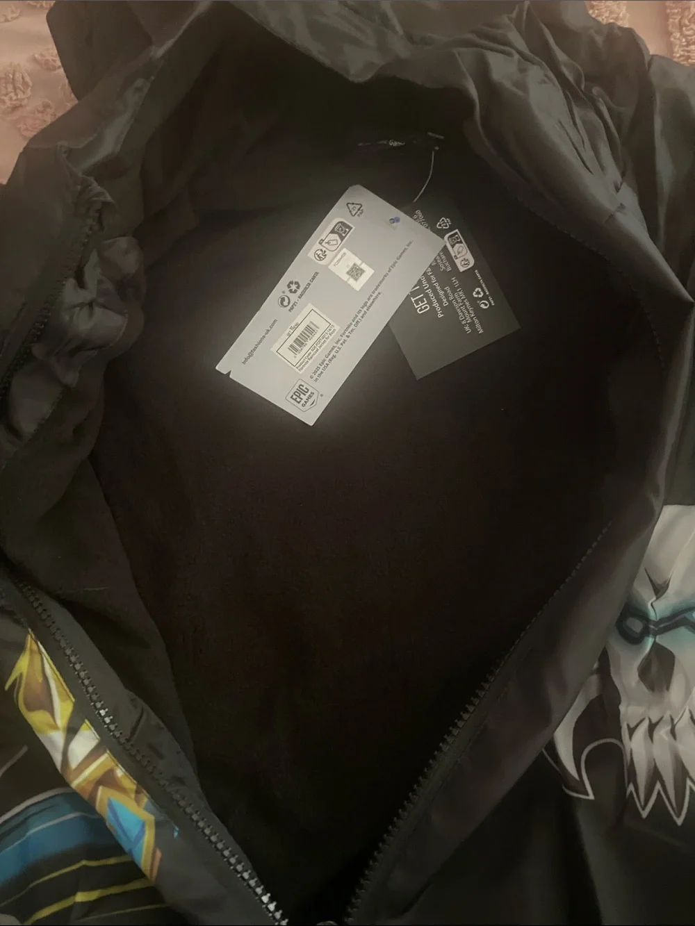 Kids' Black Hooded Raincoat with Gamer Graphic Boys 14-15 years
